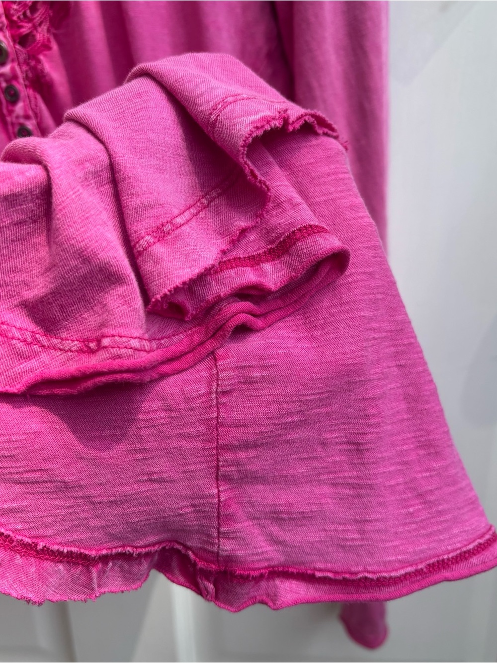 Free People Long-Sleeve Button Henley in Bright Pink - Picture 5 of 8